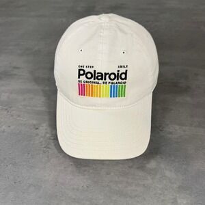 Polaroid Baseball Cap Adult White Rainbow Hat Mad Engine Retro Camera Logo